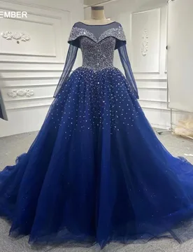 Classic Evening Dresses Organza Ball Gown O-Neck Long Sleeves Wedding Guest Dress 2022 Pleat Sequined RSM66818 Vestidos De Noite - Aliexpress - FashionsVida