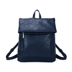 Womens Fashion Backpack In Navy Faux Leather - One Size