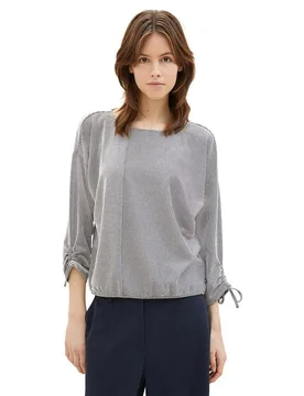 Maglietta A Maniche 3/ Structured Stripe Small Navy White Stripe S - Tom tailor - FashionsVida
