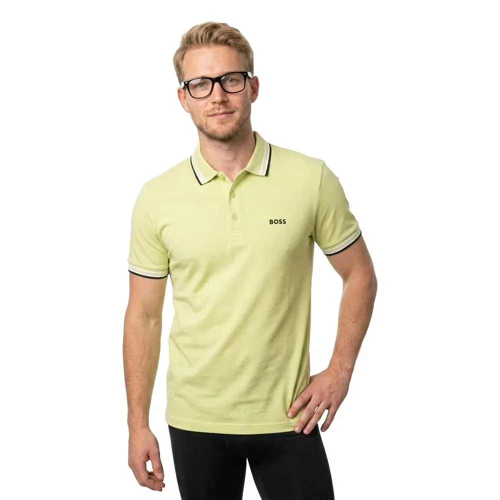 Polo A Maniche Corte Paddy 1021663 Green Open Yellow L - BOSS - FashionsVida