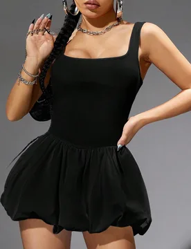 Vestido sexy de estilo callejero ajustado con mangas sin mangas y bajo de farol para mujer XS - Shein - FashionsVida