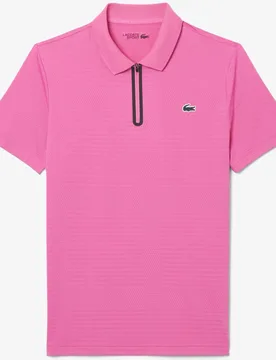 Polo de hombre de tenis de jacquard elástico Ultra-Dry en verde de manga corta - Lacoste - FashionsVida