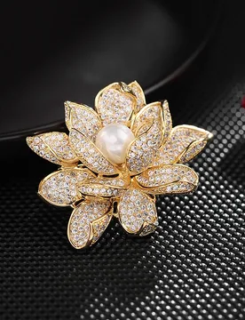 Light Luxury High-End Blazer with Brooch Japanese and Korean Style Versatile Coat Pin Pearl Three-Dimensional Lotus Brooch - Aliexpress - FashionsVida