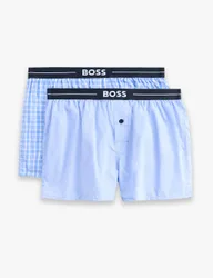 Pack Pure Cotton Plain Checked Boxers Blue Mix male