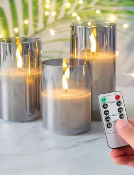 Piezas Velas sin llama con temporizador/control remoto, luces de vela parpadeantes 3D alimentadas por batería, luz de vela cálida, accesorios para b - Shein - FashionsVida
