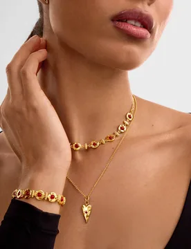 Gold Coated Heart Chain Necklace Gold Mix female - Katie Loxton - FashionsVida