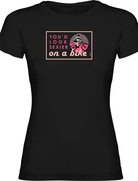 Maglietta A Maniche Corte Sexier On A Bike Black - Kruskis - FashionsVida