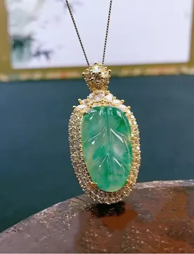 Natural African Emerald Inlaid with Copper and Golden Leaf Pendant Necklace Sweater Chain Wholesale - Aliexpress - FashionsVida