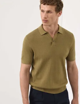 Mercerised Cotton Knitted Polo Shirt Khaki male - Autograph - FashionsVida