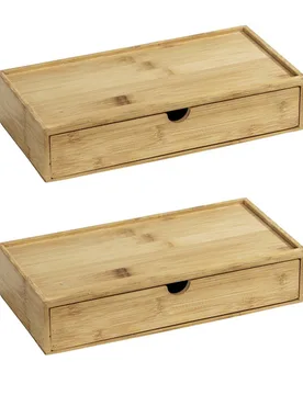 Aufbewahrungsbox „Terra“ mit Schublade, 2er Set, Bambus - WENKO - FashionsVida