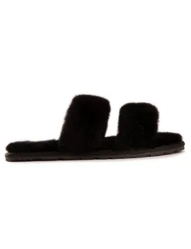 Women's Sheepskin Wool Ballart Sandals in Black Size: 6 - Black - Size: 6 - Aus Wooli Australia - FashionsVida