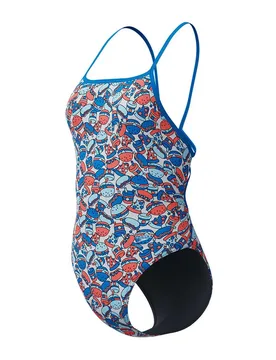 Fl Printed Web Back Swimsuit Fast Lane Feast / Lagoon Blue UK 26 Women - Speedo - FashionsVida