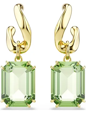 Orecchini pendenti Millenia, Taglio ottagonale, Verdi, Finitura oro 18K OS - Swarovski - FashionsVida
