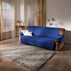 Sofaüberwurf 3-Sitzer blau/Paisley-Stil