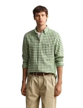 Camicia A Maniche Lunghe 3260017 Linen Regular Fit Dry Herb Green M - Gant - FashionsVida