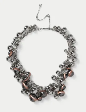 Beaded Cluster Necklace Silver Mix female - M&S - FashionsVida