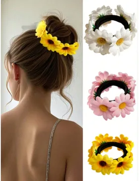 Pieza Coletero de moda bohemia para mujer con flores de margarita & girasol en azul, amarillo y rosa, adecuado para uso diario, fiesta, decoración, a - Shein - FashionsVida