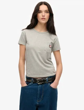 Superdry Damen Athletic Essential T-shirt mit Tasche Grau - Größe: 38 - 34.99 - FashionsVida