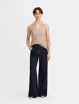 Pantalón de mujer vaquero ancho bordado - Simorra - FashionsVida