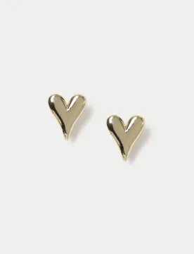 Ct Gold Plated Heart Stud Earrings Gold female - M&S - FashionsVida