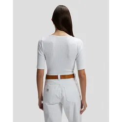 Slim Squared Neck Tee Bright White Größe S female