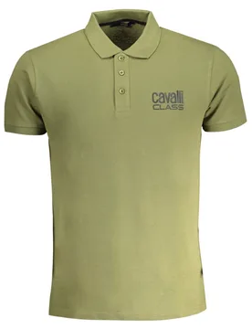 Mens Bold Logo Green Polo Shirt - Size Medium - Cavalli Class - FashionsVida