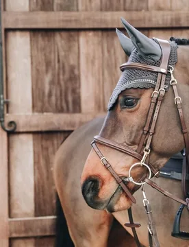 Fliegenhaube LONG STONE & PEARL Full grau - Kentucky Horsewear - FashionsVida
