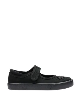 Kids' Canvas Floral Riptape Plimsolls (7 Small - 4 Large) Black male - Clarks - FashionsVida