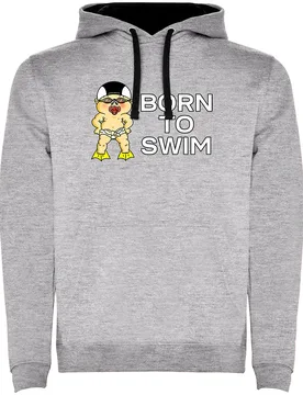 Born To Swim Two-colour Hoodie Heather Grey / Black L Men - Kruskis - FashionsVida