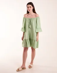 Bardot Tunic Dress - M/L / Sage - female
