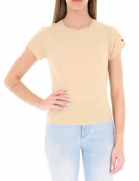 T-shirt girocollo BEIGE S - Tommy hilfiger - FashionsVida