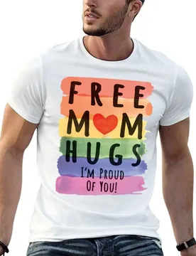 Free Mom Hugs LGBTQ+ Pride (Rectangle) T-Shirt cotton t shirts man 100% men t shirt cotton 100% anime t shirts for man T-shirt - Aliexpress - FashionsVida