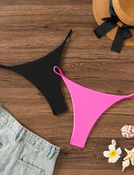 Bottom del bikini de unicolor para playa de verano, traje de baño triangular XS - Shein - FashionsVida