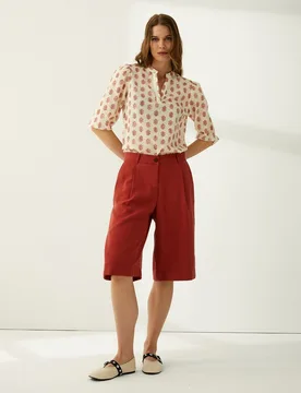 Blusa de mujer cuello mao manga francesa - Paz Torras - FashionsVida