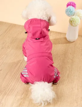 Impermeable ligero de poliéster para perros con tiras reflectantes, cubre extremidades, rosa puro, chaqueta impermeable para mascotas, adecuada para - Shein - FashionsVida