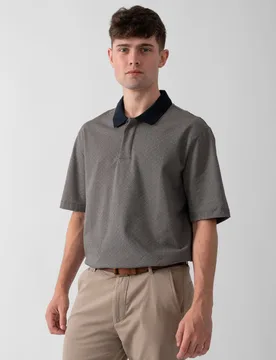 Mens Logo Pattern Detail Polo Shirt In Grey Cotton - Size Medium - Armani exchange - FashionsVida
