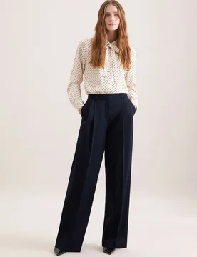 Bundfaltenhose aus Baumwolltwill Blau 44 - Seidensticker - FashionsVida