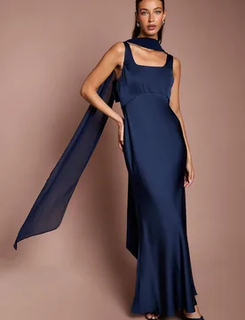 Women's Navy Chiffon Scarf - Navy - Size: One Size - Coast - FashionsVida