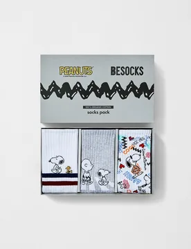 Estuche de 3 calcetines de mujer de fantasía de Snoopy - Besocks - FashionsVida