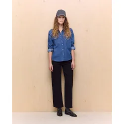 Pantalón denim de mujer crop culotte abotonado