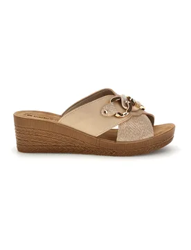 Ciabatte beige con zeppa e plantare anatomico 16 GO 40 - Inblu - FashionsVida