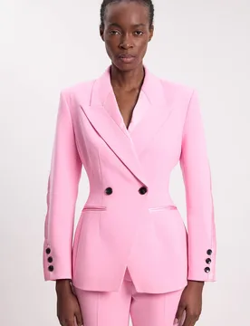 Women's Compact Stretch Sculpted Waist Tailored Blazer in Pink Size: 6 - Pink - Size: 6 - Karen millen - FashionsVida