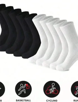 Piezas/paquete, 40 piezas/paquete, 30 piezas/paquete, 24 piezas/paquete, 20 piezas/paquete Calcetines deportivos ajustados en negro y blanco para muje - Shein - FashionsVida