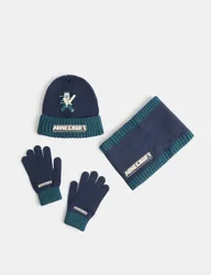 Pk Minecraft™ Hat Scarf & Glove Set Blue Mix male