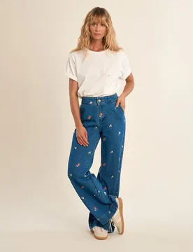 Vaqueros anchos de mujer largo vaquero perneras anchas - Molly Bracken - FashionsVida