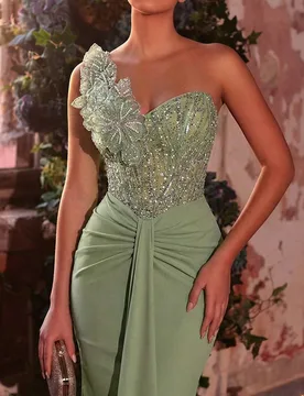 Falda de sirena elástica con diseño floral de cuentas y lentejuelas elegante y lujosa, adecuada para bodas, fiestas, vacaciones, galas y ocasiones f - Shein - FashionsVida