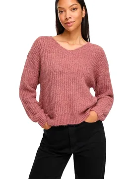 Maglione Con Scollo A V Lampe Knit Nostalgia Rose / Melange XS - Vila - FashionsVida
