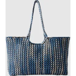 Bolso shopper alargado tricolor de algodón trenzado