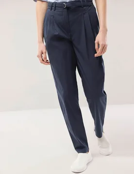 Bundfaltenhose aus Baumwollmix, Regular Fit#normale Größen#Kurzgrößen, Farbe Blau, 42, weicher Baumwollmix bequem, da elastisch Damen - Walbusch - FashionsVida