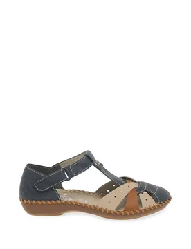 Women's 'Maria' T-Bar Sandals in Navy Size: 4 - Navy - Size: 4 - Rieker - FashionsVida